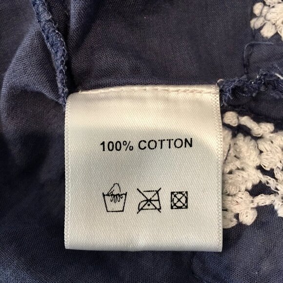 SAFFIRE Blue V-Neck Floral Embroidered Sequin Boho Tunic 3/4 Sleeves Size Medium - Picture 7 of 8